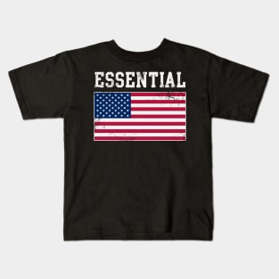 USA Essential Worker American Flag Covid 19 Kids T-Shirt